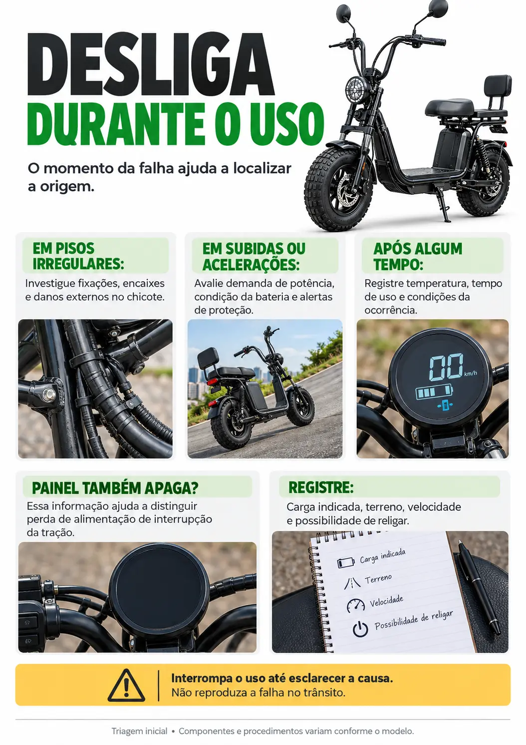 Desliga durante o uso