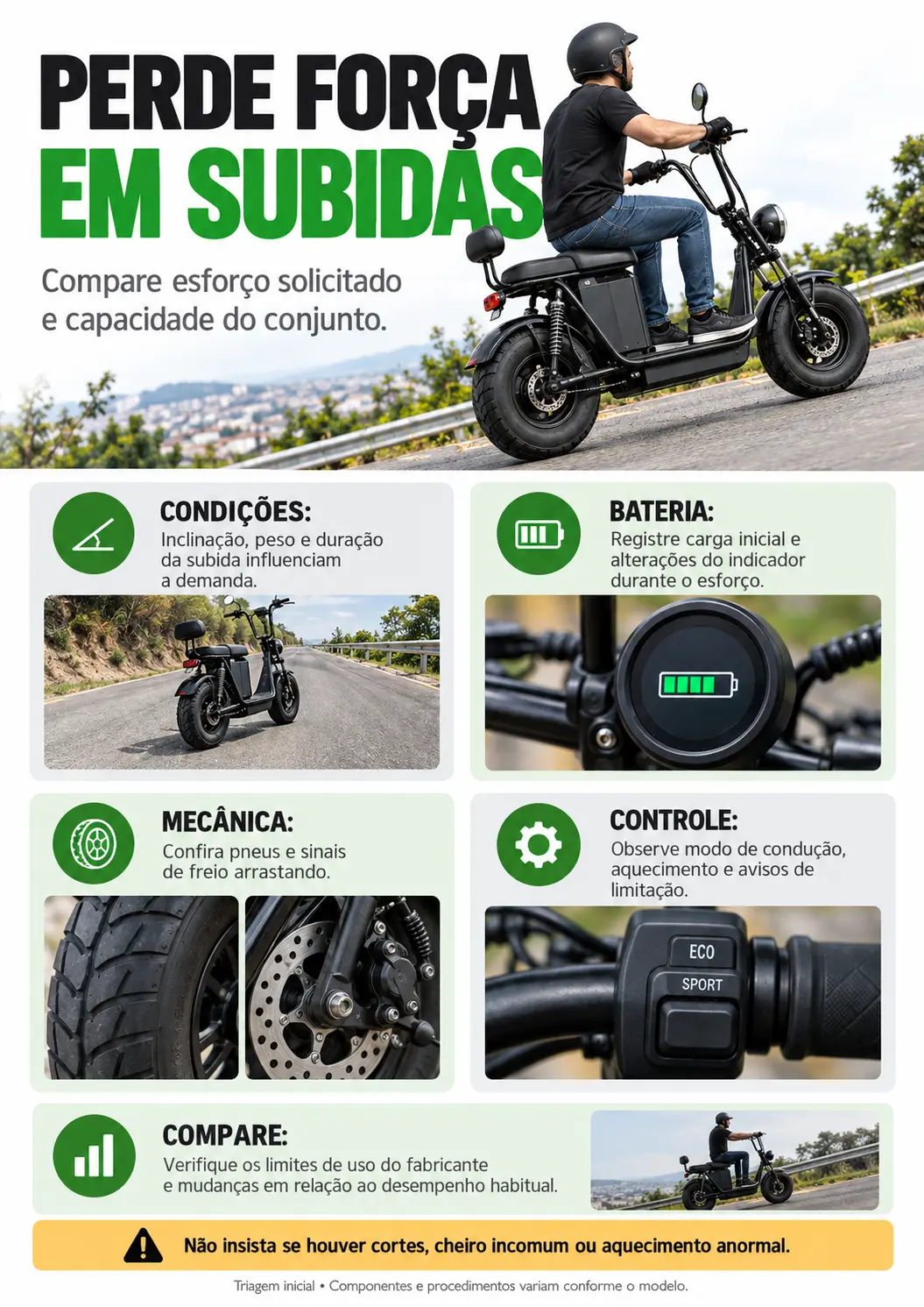 Perde força em subidas